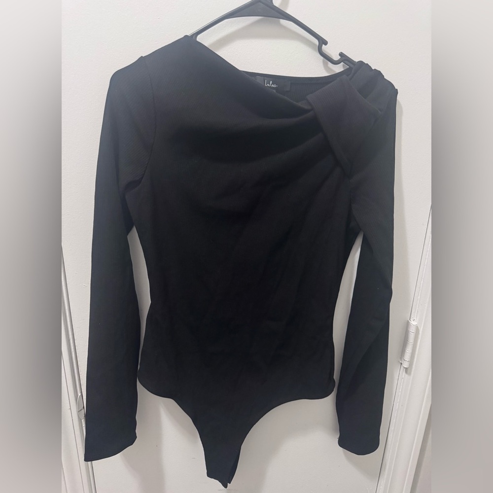 Lulu's Elegant Black Long Sleeve Bodysuit